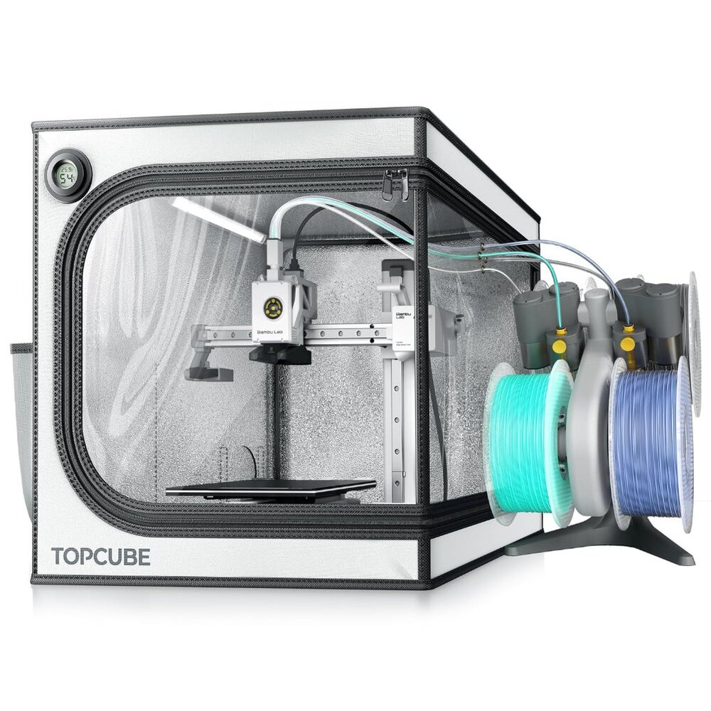 White and Black 3D Printer Enclosure with Clear Front Window